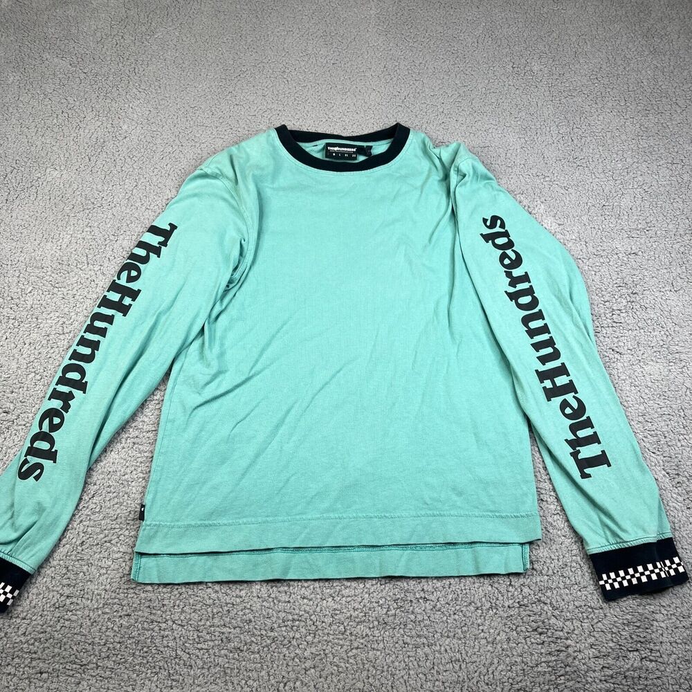 THE HUNDREDS  T-Shirt Mens Small Long‎ Sleeve Crew Neck Graphic Logo Green